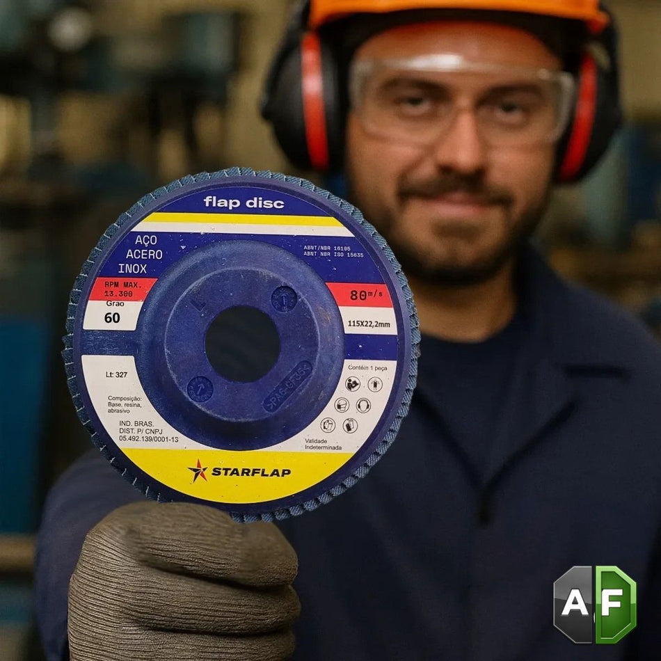 Disco Flap 115mm G60 - Starflap Nylon Steel E Inox Azul