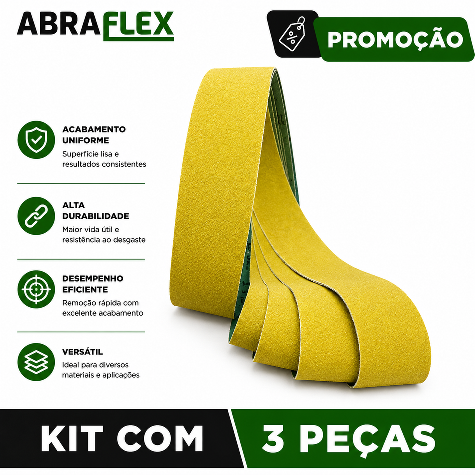 Lixa Cinta 2000x50 - Óxido de Alumínio Flexível - LS 312 JF - Kit 3 un. Promoção
