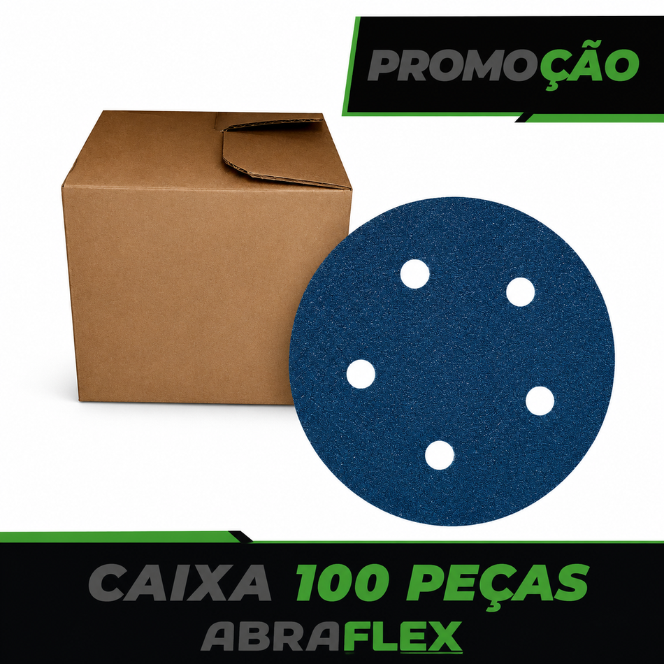 Disco Lixa Velcro 125mm (5") Filme 5 Furos Caixa com 100 | Alto Desempenho