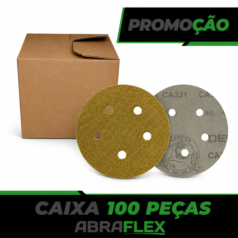 Disco Lixa Velcro 125mm (5") CA331 5 Furos Caixa com 100 | Abraflex