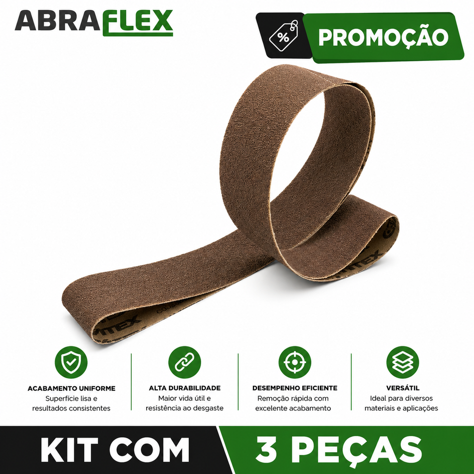 Kit com 3 Lixas Cinta VSM 2000x50mm - Óxido de Alumínio Compacto Premium - Grãos #80 a #800 - KK772X