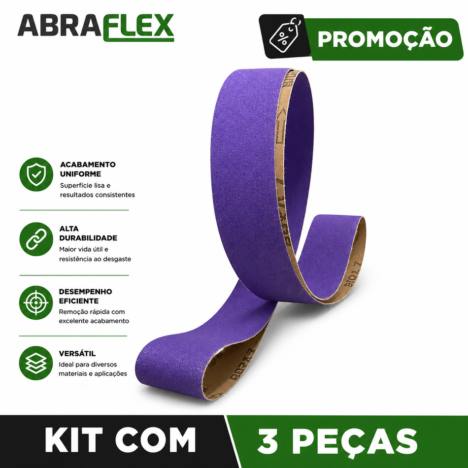Lixa Cinta 2000x50 - Grão Cerâmico PS990 - BORA 7 - Kit 3 un. Promoção