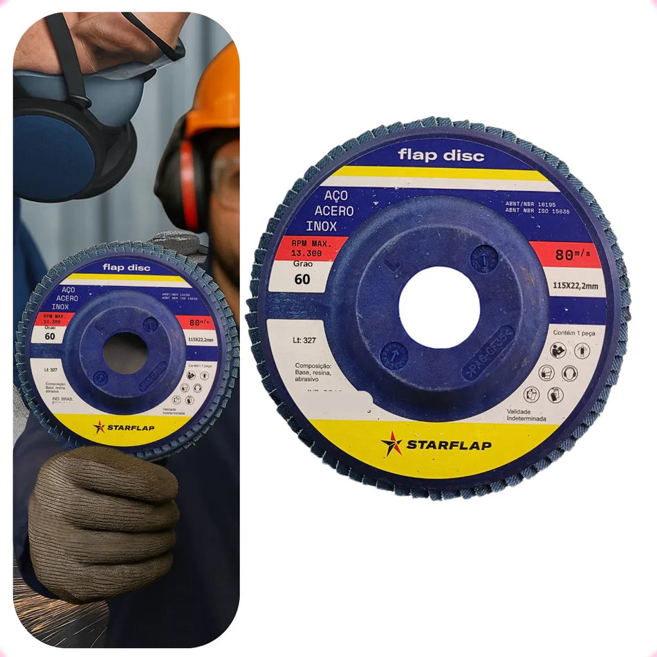 Disco Flap 115mm G60 - Starflap Nylon Steel E Inox Azul