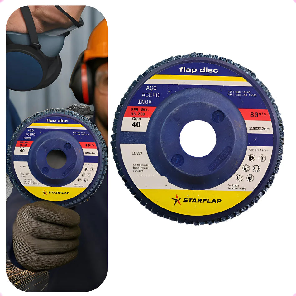 Disco Flap 115mm G40 Starflap Nylon Steel E Inox Azul