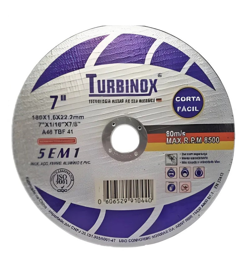 Kit 10 Discos Corte Turbinox 7 180 X 1,6 Alta Performance Azul