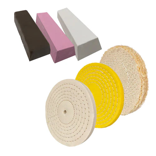 Kit para Polimento Cutelaria, Inox ou Alumínio - Rodas e Massas