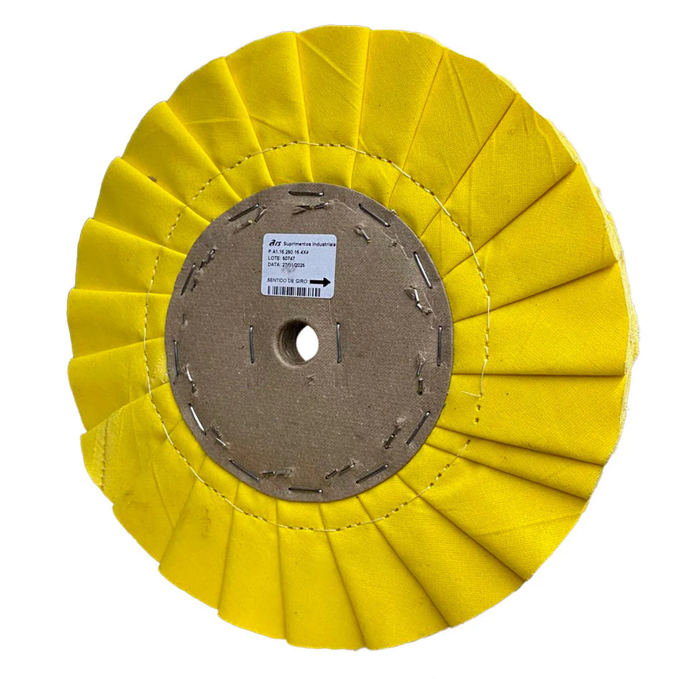 Roda Polimento Plissada 300 - Amarela - Furo 32