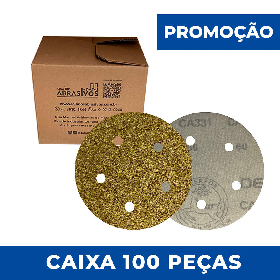 Disco Lixa Velcro 125 - 5" - CA331 - 5 Furos - Caixa com 100 un.
