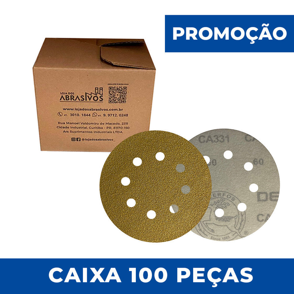 Disco Lixa Velcro 125 - 5" - CA331 - 8 Furos - Caixa com 100 un.