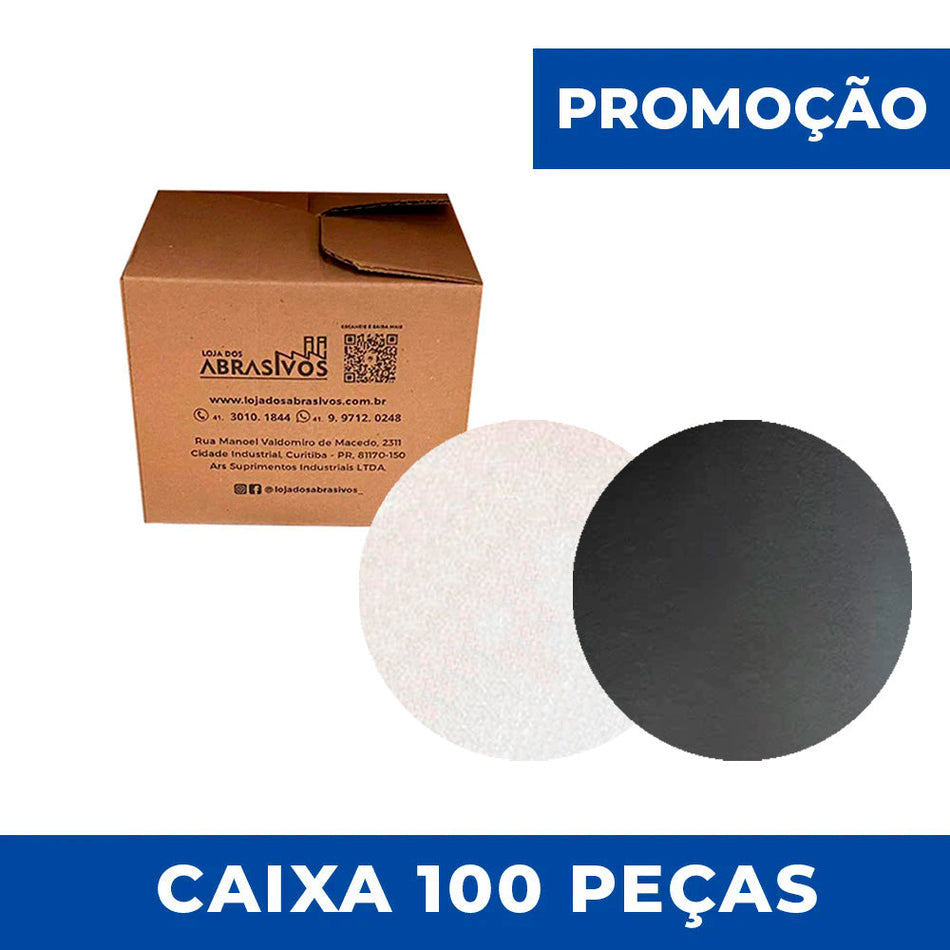 Disco Lixa Pluma 125mm - 5" Sem furo em Carbeto de Silício Ideal para Vidro - Grão 80 a 2500 - Caixa com 100