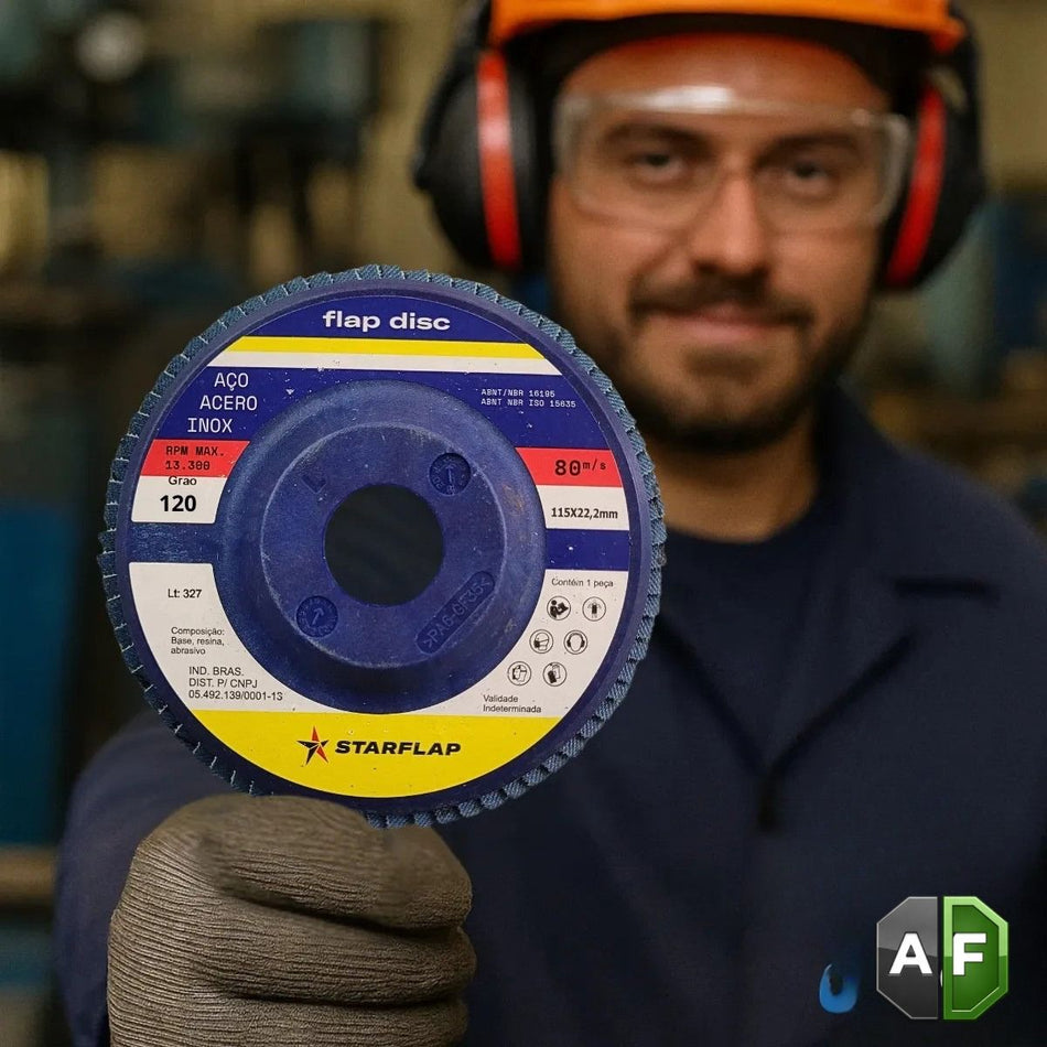 Disco Flap 115mm G120 Starflap Nylon Steel E Inox Azul