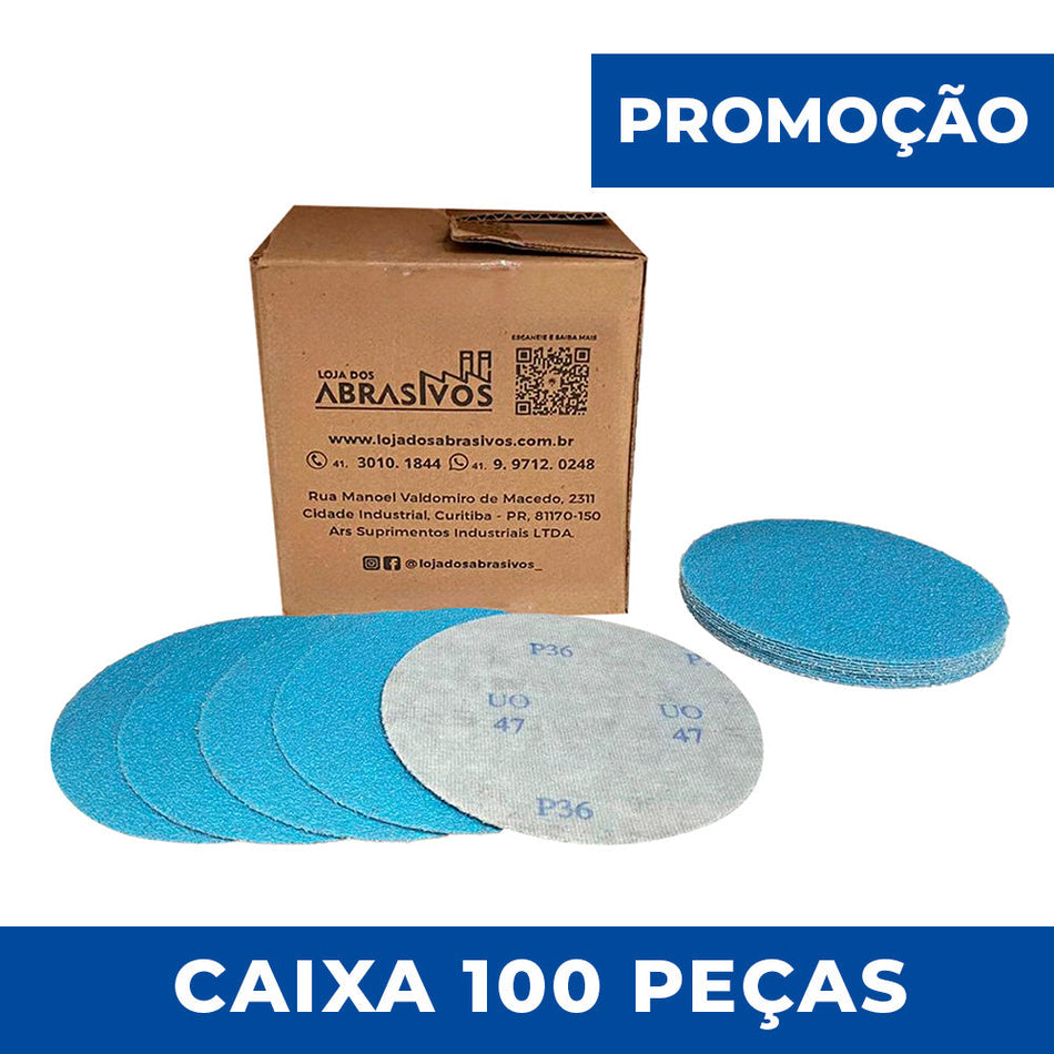 Disco Lixa Velcro 150mm - 6" - Filme - Sem Furo - Caixa 100 un.