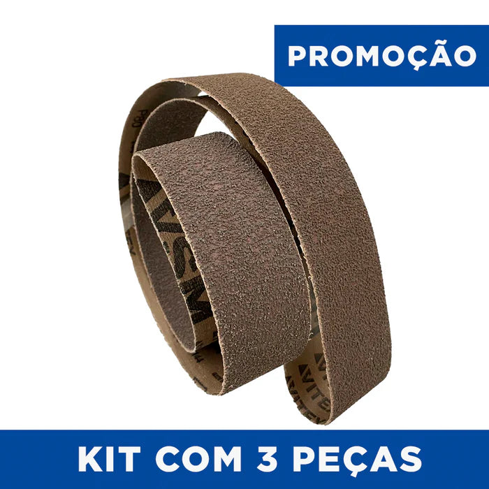Kit com 3 Lixas Cinta VSM 1200x50mm - Óxido de Alumínio Compacto Premium - Grãos #80 a #800 - KK772X