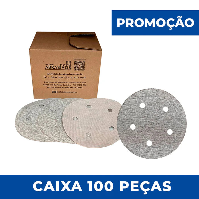 Disco Lixa Velcro 125 - 5" - KSSECO - 5 Furos - Caixa 100 un.