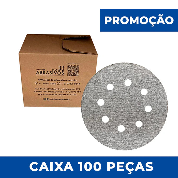 Disco Lixa Velcro 125 - 5" - KSSECO - 8 Furos - Caixa com 100 un.
